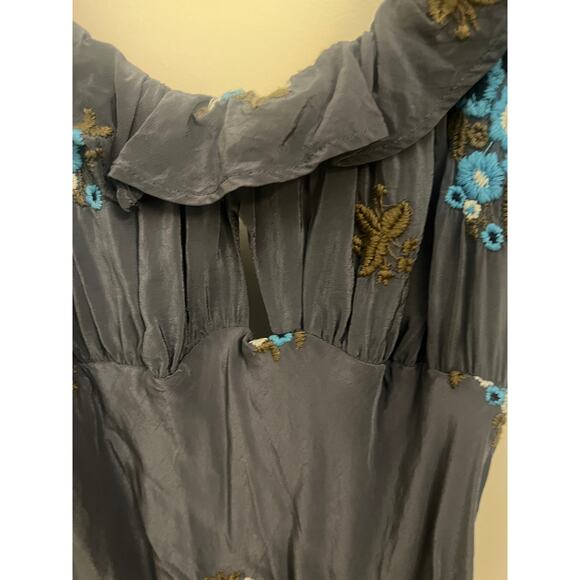 Free People Bali Santa Cruz Maxi Dress M Blue Floral Western Chic cottagecore - Picture 7 of 12